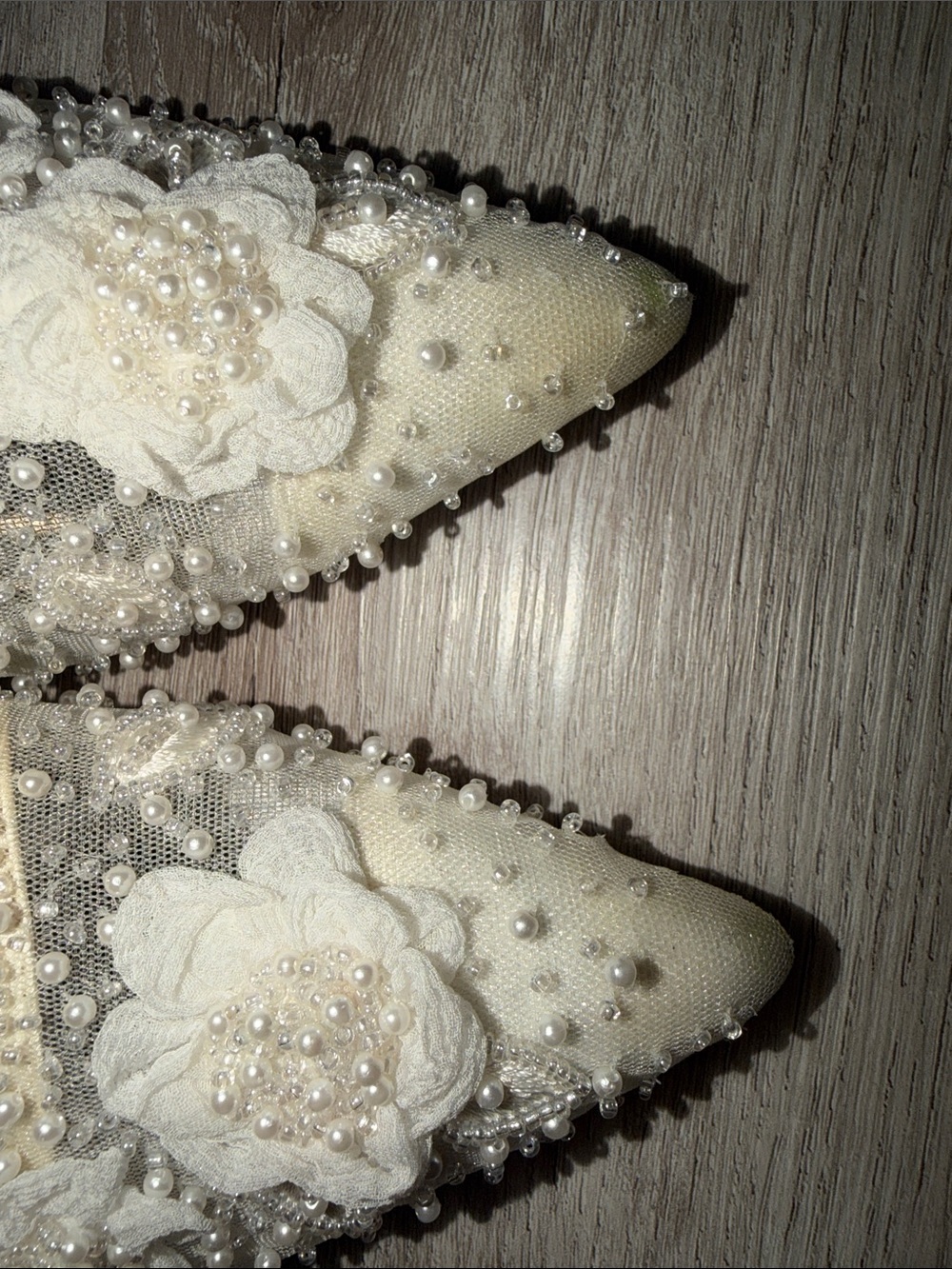 Badgley Mischka Ivory Beaded Floral Pointed-Toe Heels - Picture 5 of 7